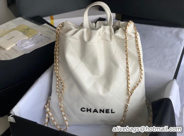 New Fashion LARGE BACK PACK CHANEL 22 AS3313 WHITE&BLACK