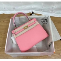 Grade Design Hermes Kelly 25cm Shoulder Bags Epsom KL2755 pink&gold-Tone Metal