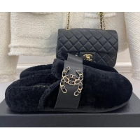 Cheap Price Chanel Shearling Flat Mules with Maxi CC Black 103109