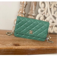 Famous Brand CHANEL WALLET ON CHAIN AP1450 GREEN
