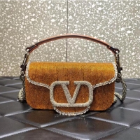 Good Product Valentino MINI LOCO imitation crystal shoulder bag WB0K55 Gold