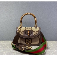 Good Product Gucci Bamboo 1947 Jumbo Small GG Top Handle Bag 675797 Brown