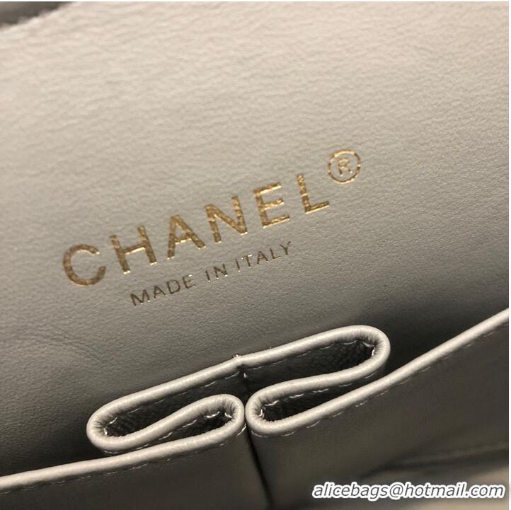 Well Crafted Chanel 2.55 Series Flap Bag Original Lambskin Leather 5024CF A01112 Grey Gold-Tone