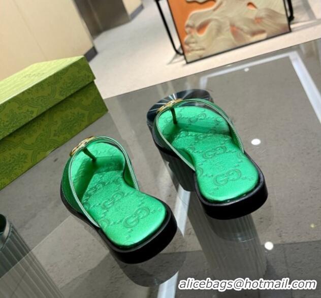 Stylish Gucci Metallic Leather Flat Thong Sandals Silver 120269