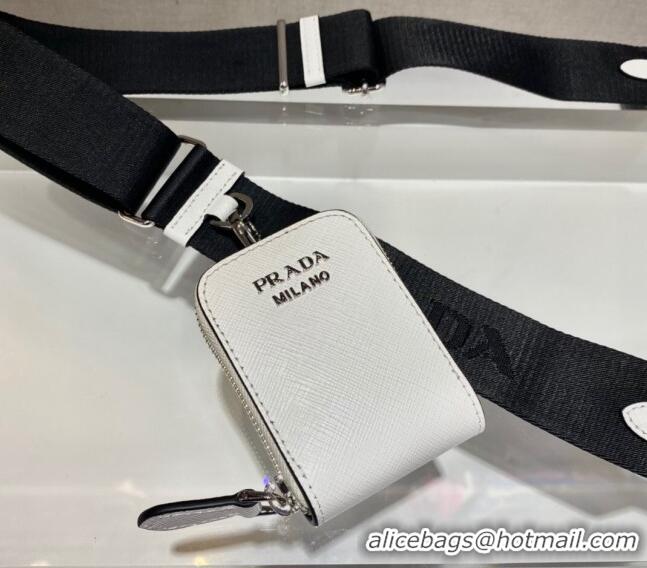 Inexpensive Prada Saffiano Leather Mini Envelope Bag 1BP020 White 2021