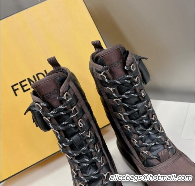 Charming Fendi Domino Biker Ankle Boots with Pocket in Nylon Black 122836