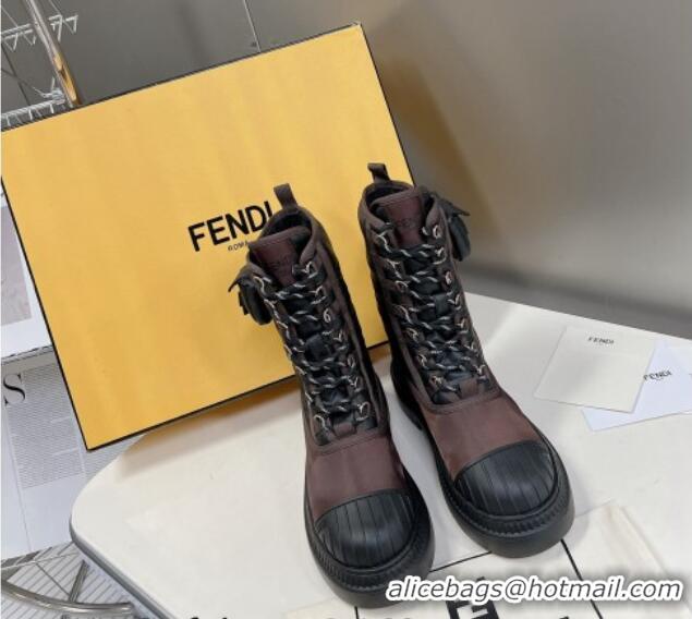 Charming Fendi Domino Biker Ankle Boots with Pocket in Nylon Black 122836