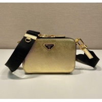 Pretty Style Prada Brique Saffiano leather bag 2VH070 gold