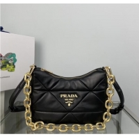 New Release Creation Prada nappa leather padded hobo bag 1BC157 black