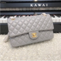 Well Crafted Chanel 2.55 Series Flap Bag Original Lambskin Leather 5024CF A01112 Grey Gold-Tone