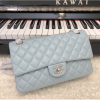 Famous Brand Chanel 2.55 Series Flap Bag Original Lambskin Leather 5024CF A01112 Grey Blue Silver-Tone