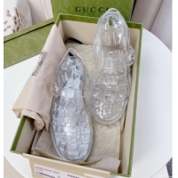 Low Cost Gucci Rubber PVC Strap Flat Sandals Transparent 201065