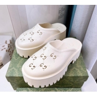 Affordable Price Gucci Perforated GG Rubber Platform Mules 5.5cm White 020849