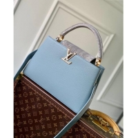 Promotional Louis Vuitton Capucines MM Bag in Taurillon Calfskin with Exotic Karung Leather M21166 Blue 2023