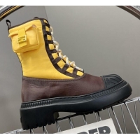 Grade Quality Fendi Domino Biker Ankle Boots with Pocket in Yellow Nylon 122838