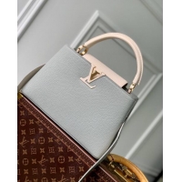 Famous Brand Louis Vuitton Capucines MM Bag in Taurillon Calfskin M21296 Steeple Gray/Greige 2023
