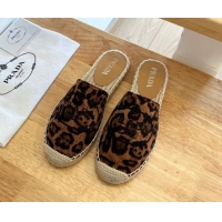 Stylish Prada Leopard Print Flat Mules Brown 128460