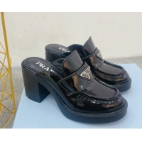 Best Product Prada Patent Leather High Heel Mules 8.5cm Black 113080