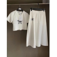 Unique Grade Dior Cotton T-shirt and Skirt D020616 White 2023