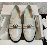 Durable Chanel Calfskin Loafers White 1226158
