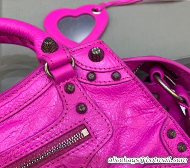 Shop Grade Balenciaga Neo Cagole XS Lambskin Top Handle Bag Neon BA1570 Pink/Aged Silver 2022