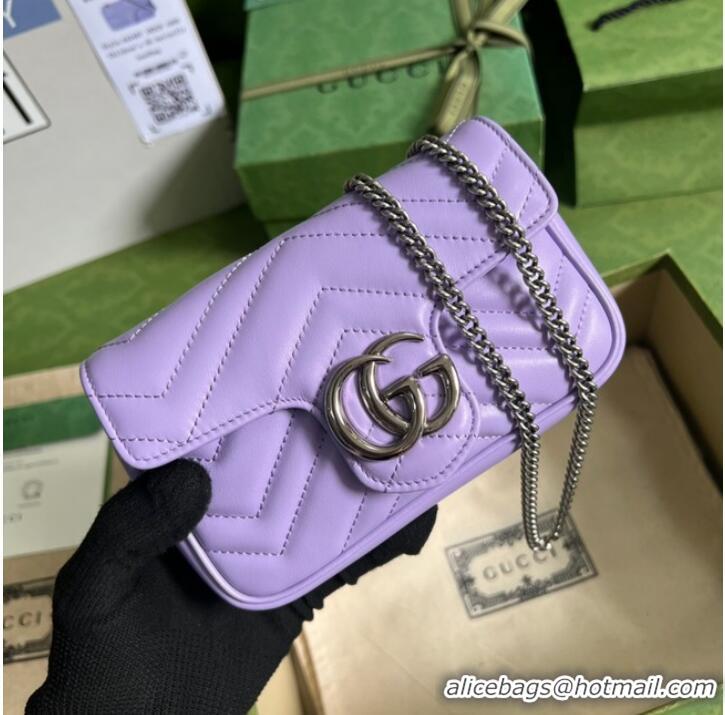 Famous Brand Gucci GG Marmont matelasse super mini bag 476433 Lilac