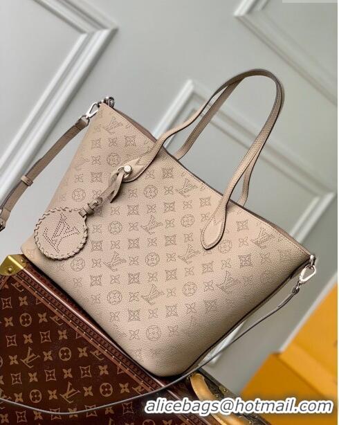Good Taste Louis Vuitton Blossom MM Tote Bag in Mahina Perforated Calfskin M21852 Grey 2023