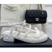 Fashion Chanel Lambskin Strap Sandals 3cm White 020768