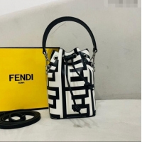 Best Price Fendi Mon Tresor Mini Bucket Roma Capsule Bag in Two-tone Leather 038D White/Black 2023