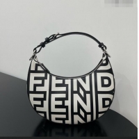 Well Crafted Fendi Fendigraphy Small Roma Capsule Bag in Two-tone Leather FD1271 White/Black 2023