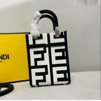 Trendy Design Fendi Mini Sunshine Shopper Roma Capsule Bag in Two-tone Leather FD1272 White/Black 2023