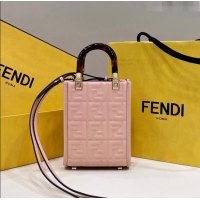 Promotional Fendi Mini Sunshine Shopper Bag in FF Leather 8597S Light Pink 2022