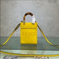 Top Grade Fendi Sunshine Leather Mini Shopper Bag 0213 Yellow 2023
