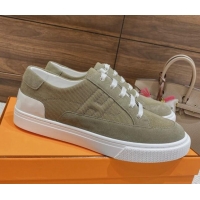 Unique Style Hermes Deep Sneakers Ribbed Fabric and Suede Grey 110442