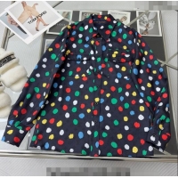 Super Quality Louis Vuitton Dots Print Silk Shirt LV1350 Black/Muticolor 2023