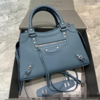 Top Quality Balenciaga Neo Classic Small Bag in Grained Calfskin 638511 Dusty Blue/Silver 2021