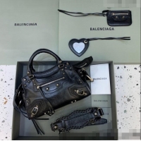Well Crafted Balenciaga Neo Cagole XS Lambskin Top Handle Bag BA1570 Black/Aged Silver 2022