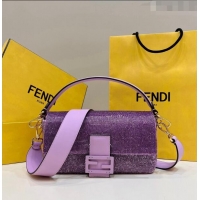 Unique Grade Fendi Baguette Medium Bag in Purple Beads 2023 8599 TOP