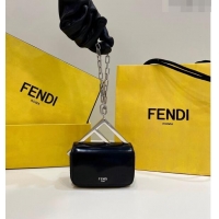 Promotional Fendi First Sight Nano Bag Charm in Black Glossy Leather 2023 8609S TOP