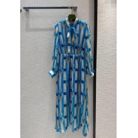 Famous Brand Gucci Silk Dress G32815 Blue 2023