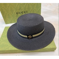 Big Discount Gucci Straw Hat G021658 Black 2023