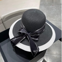 New Cheap Chanel Straw Hat CH22703 Black 2023