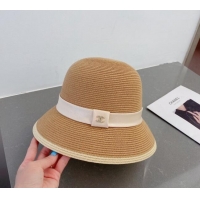 Trendy Design Chanel Straw Bucket Hat with CC Band 0308 Khaki 2023