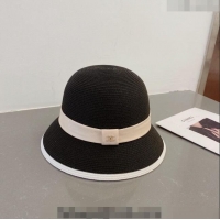 Promotional Chanel Straw Bucket Hat with CC Band 0308 Black 2023