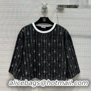Market Sells Chanel Crystal Short T-shirt CH33108 Black 2023
