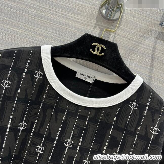 Market Sells Chanel Crystal Short T-shirt CH33108 Black 2023