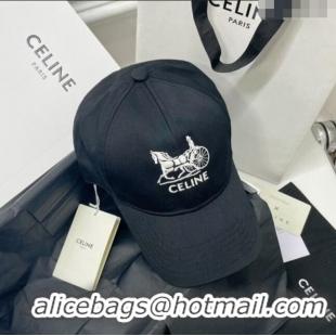 Good Product Celine Canvas Baseball Hat CE0216 Black 2023