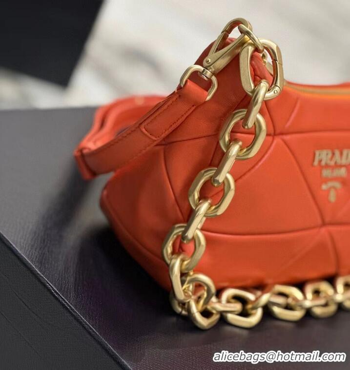 New Style Prada leather shoulder bag 1BH117 orange