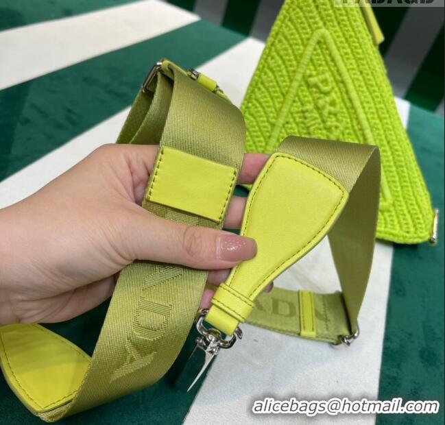 Super Quality Prada Raffia Triangle Shoulder Bag 1BH190 Citron Green