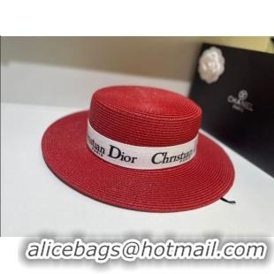 Luxurious Grade Elegant Dior Straw Hat D22731 Red 2023